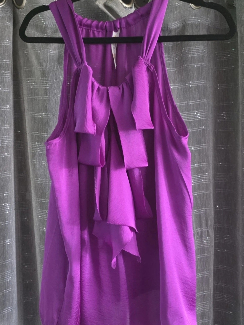 Adiva Fuchsia Ruffle-Front Sleeveless Camisole Size Large